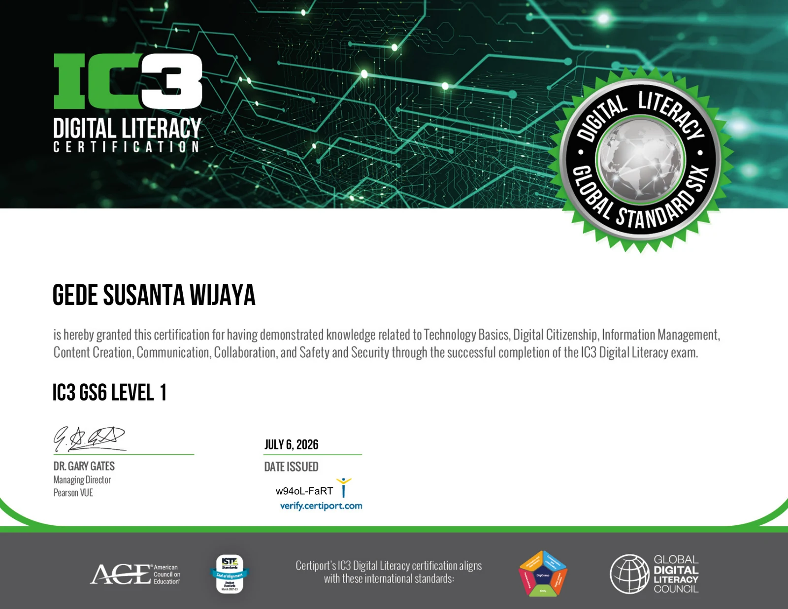 IC3 Digital Literacy Certification - GS6 Level 1